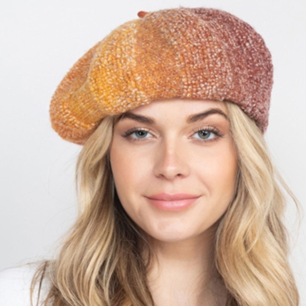Earthtone Color Beret Knit Hat